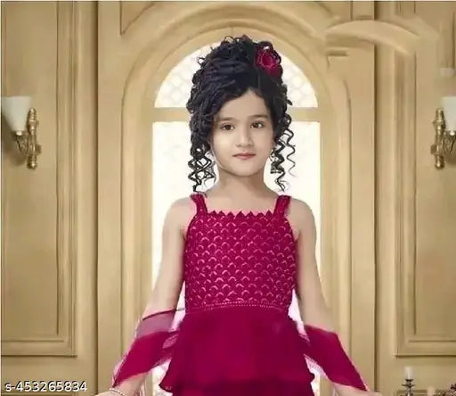 Embellished Georgette kurti for girls, Indian ethnic wear, age range 3-9 years