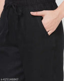 Solid cotton trousers for women, Urbane Fabulous brand, available in M, L, XL, XXL, XXXL sizes from India