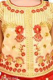 Sleeveless Art Silk Lehenga & Net Dupatta in Embroidered Pattern, vibrant Indian ethnic party wear for 3-9 year old girls