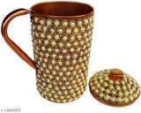 Pure copper water jug for drinking, 12x11x23cm, Ayurveda health benefit, Christmas gift (Pearl jug)