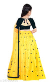 Pink semi-stitched net and satin lehenga choli for girls, 8-13 years, embellished with embroidery, machine washable