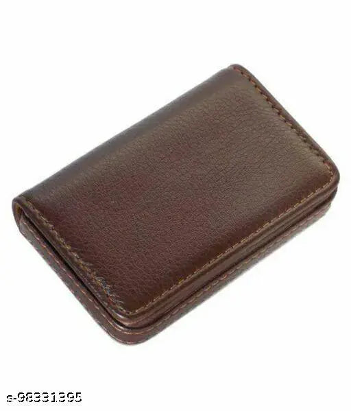 Solid faux leather card holder combo (2 pack), India-made trendy magnetic flap for 15 visiting cards or 8 credit/debit cards, free size (10cm x 8cm)
