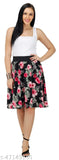Multicolor printed net crepe Western skirt for women, knee-length, size 26-36, India origin