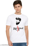 White printed round neck half-sleeve t-shirt (polyester), men's fashionable and comfortable, versatile design, India origin