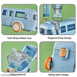 Blue, BPA-free plastic bus water bottle for kids, leakproof sipper and straw, lock design, 500ml capacity - fun and engaging water jug with toy-like details for school or travel