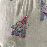 Marron ikaat cotton printed straight kurta with katha work - Rayon, three-quarter sleeves, solid pattern, Indian ethnic wear on mannequin