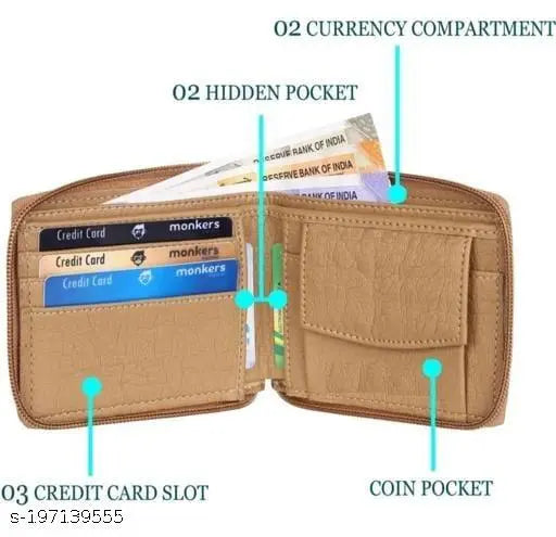 Classic PU zip color pocket wallet, solid design for men & women. Free Size, ultra slim, perfect for daily use