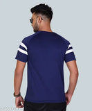 Colorblocked poly blend men's short sleeved stripped t-shirt for sports and active wear
