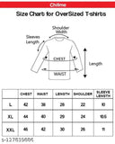 Oversized cotton boyfriend fit t-shirt with printed pattern, perfect for a relaxed look (L: Bust 44in, Len 29in; XL: Bust 46in, Len 30in)