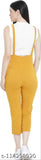 Mustard cotton blend sleeveless dungaree dress for women, high-quality Indian-made fashion