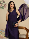 Purple and black women's ethnic kurta set with dupatta