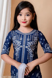 Printed cotton blend girls' skirt and dress, three-quarter sleeves, quality fabric from India