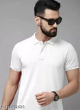 Maroon cotton blend Polo T-shirt for men, solid design in short sleeves