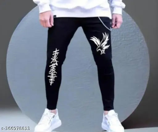 Men's black cotton jeans with placement print, denim fabric, size 28 (waist 29in, length 40in), made by the manufacturer