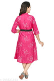 Rayon three-quarter sleeve printed net ANGLE frock for modern funky girls aged 12-16 years (India)