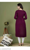 Maroon rayon Anarkali Kurta with embroidery and three-quarter sleeves, good quality women's clothing for contemporary style