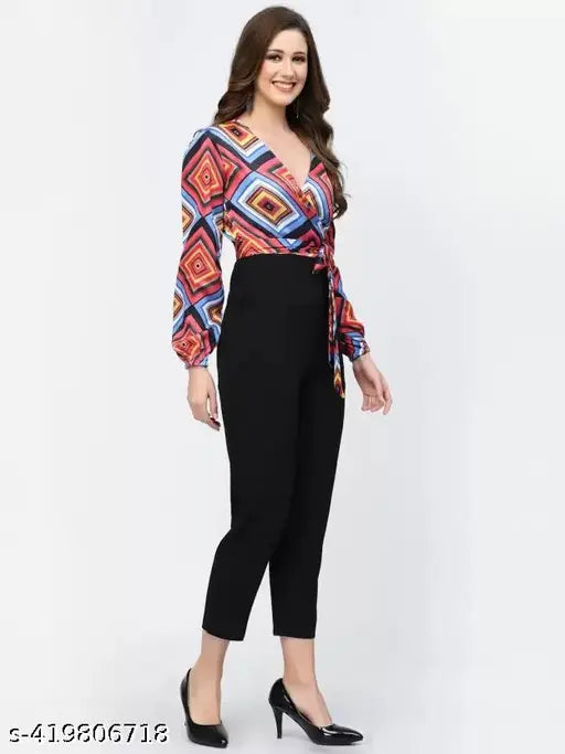 Classy Lycra jumpsuit for women, solid net, long sleeves, available in S, M, L, XL