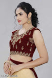 Embroidered net velvet blouse with Alisha fashionable saree in free size, showcasing intricate lace border and embroidery pattern on Indian-made saree (length 5.5m, blouse length 0.8m)