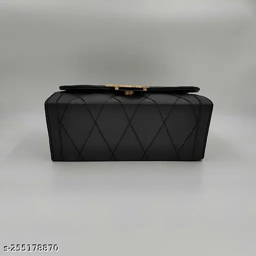 Stylish checked net PU sling bag, small size for casual wear, free size (8in x 3in x 5in), from India