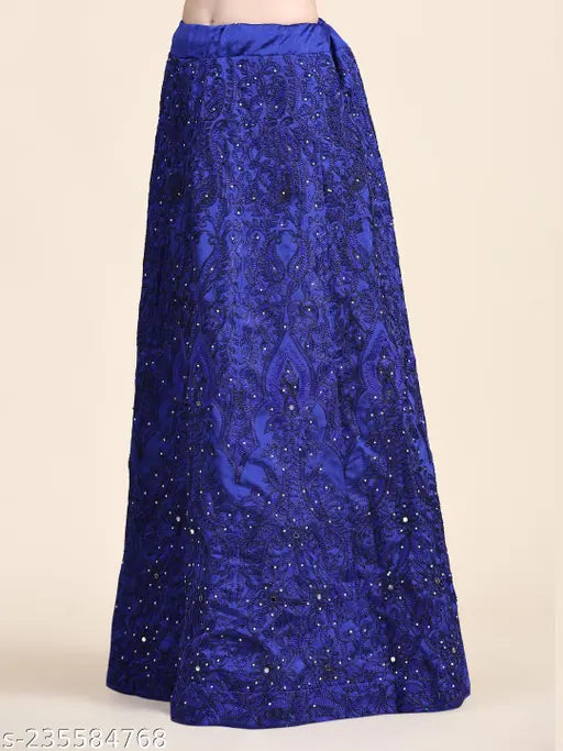 Embroidered taffeta silk net lehenga choli set, intricate Indian embroidery on free-size outfit