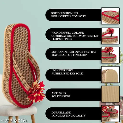 Red Jute and Black Belly Knot women's slippers - Spoiltbrat combo offer, fashionable footwear for office, party wear, or daily use. Patent leather, slip-on design, flexible sole with good grip. Made in India