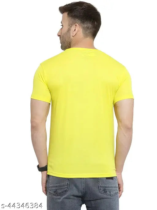 Stylish poly blend solid men's T-shirt in multiple sizes: S, M, L, XL, XXL