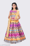 Embellished cotton blend Lehenga Choli set with dupatta (Pack 1) for girls party wear, Indian festival style, 9-15 years, India origin