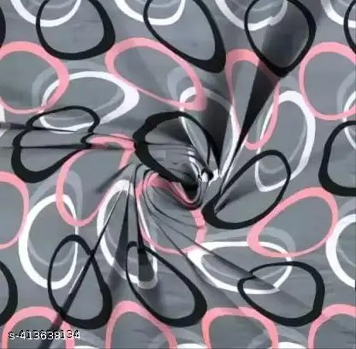 Grey & Black geometric printed super soft cotton fitted double bedsheet with 2 matching pillow covers - ideal for summer, elevate your bedroom decor
