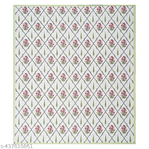 Superfine floral printed cotton flat sheets, double size, 144 thread count. Two pillow covers included. Indian origin
