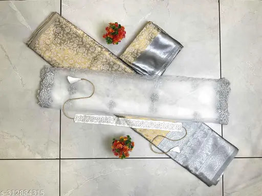 Traditional Zari Work Art Silk Half Saree with Net Dupatta, intricate embroidery, semi-stitched Indian ethnic wear