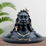 Handcrafted resin Adi Shankara Mahadev Shiva statue, Indian decorative showpiece for home or office, 11 cm L x 11 cm H x 7 cm B, Dhyan Mudra meditating Aadiyogi Murti