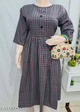 Multicolor woolen checked kurti for winter, 3/4 sleeves, casual or formal wear. Woolen fabric ensures comfort and style