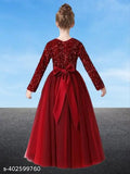 Nice trending net gown, solid pattern, long sleeves. Baby girls fashion from MA RUBIDA FASHION, India