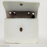 White PU Trendstar Sling Bag (TB047), stylish and compact with golden accents, free size, ideal for everyday use