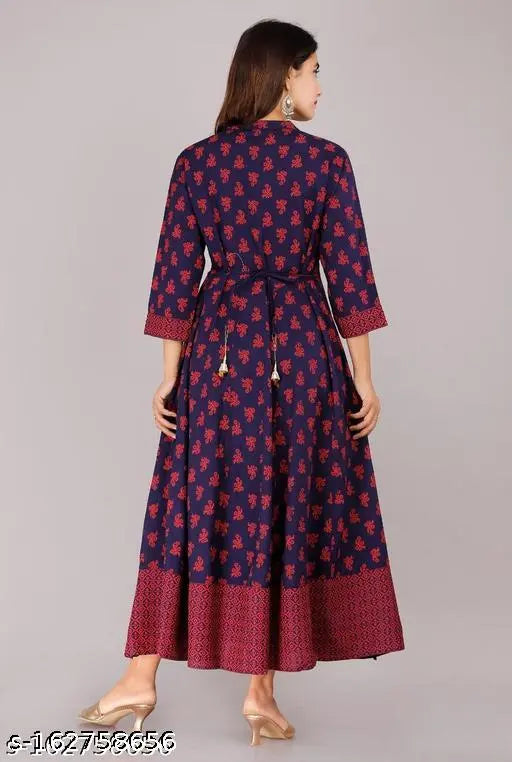 Rayon printed mirror work kurti, three-quarter sleeves, vibrant Indian ethnic wear for M-6XL sizes