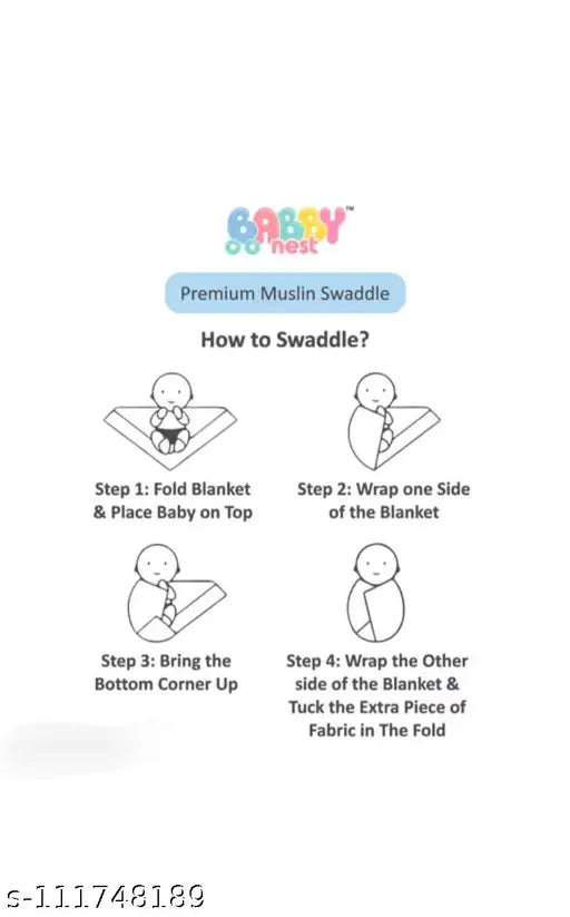 Cotton Aadhava muslin swaddle for newborn pink (pack 3), breathable AC blanket with self-design pattern