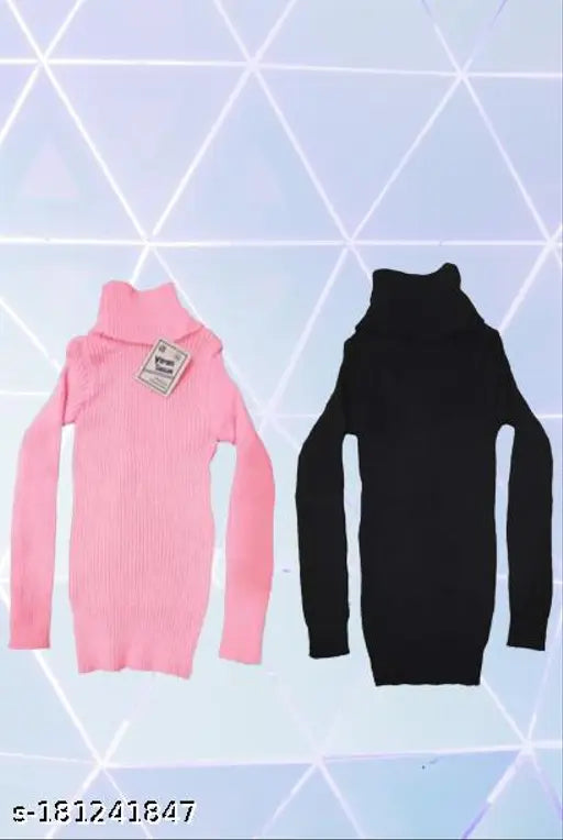 Wool highneck winter sweater for kids (Solid), suitable for boys and girls aged 0-8 years. Made in India