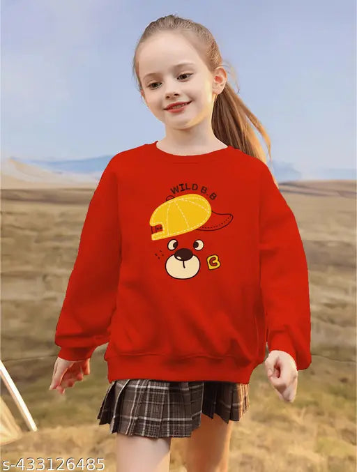 Yellow and red cotton blend kids' sweatshirt with Cap Dog print, designed for 2-8 years playtime