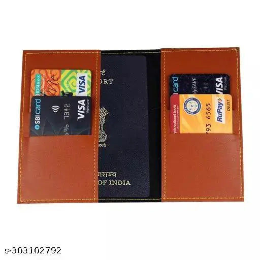 Customized black synthetic unisex passport cover with 1 compartment, solid design, free size (10cm x 14cm), for Gillkart order customization