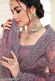 Embroidered net lehenga-choli set with blouse piece, semi-stitched (42 Waist, 41 Length), Indian designer wear