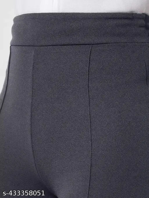 Classic high-waist cotton blend bell bottom pants combo for women, solid color, sizes S-XXL on clothing rack