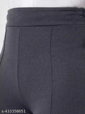 Classic high-waist cotton blend bell bottom pants combo for women, solid color, sizes S-XXL on clothing rack
