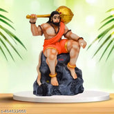Unique resin Bahubali Hanuman sitting statue (5 inch), Indian artisanal craft for car dashboard or home decor, spiritual symbol with antique finish