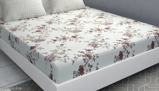 Dark-light floral supersoft 220tc King Elastic fitted Ishantex sheets & pillow covers for a summer double bed