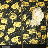 Black cotton blend Truffles Girls hoodie jacket with full sleeves, yellow front print, zipper closure. Size 5-6 Years. Made in India