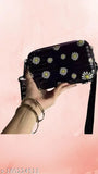 Black floral print sling bag, small, cute and classy, ideal for women and girls