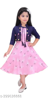 Rayon printed net gown, three-quarter sleeves, suitable for parties and special occasions like Diwali, Navratri, weddings, birthdays, Christmas, and more. Skin-friendly rayon fabric from S K Fashion. Perfect fit for girls aged 2-8 years, varying sizes available. Made in India