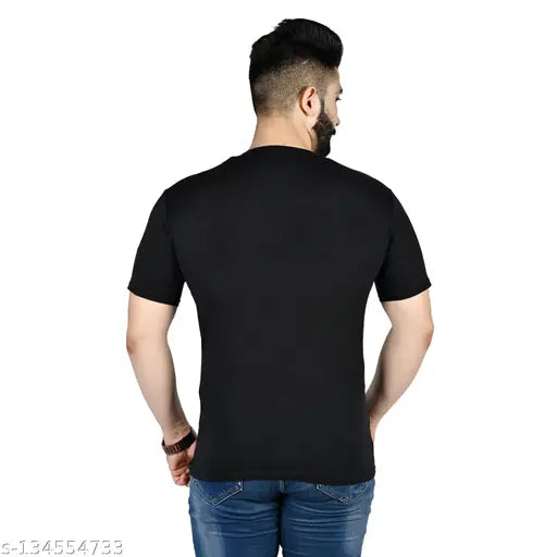 Black cotton Avengers printed round neck half sleeve men's t-shirt, trendy fashionable partywear with short sleeves