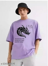 Large-printed Featous cotton T-shirt for men, biowash style with vibrant dragon design - Indian origin