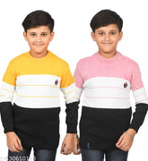 Colorblocked woolen kids' sweaters (pack of 2), Indian-made for 8-12 years